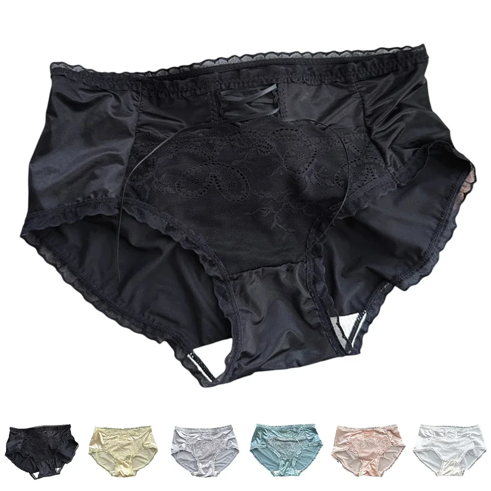 Ice Silk Underwear Shiny Lace Panties All Seasons Lace Up Design Medium Waist Slight Stretch Comfortable Home Lingerie
Ice Silk Underwear Shiny Lace Panties All Seasons Lace Up Design Medium Waist Slight Stretch Comfortable Home Lingerie