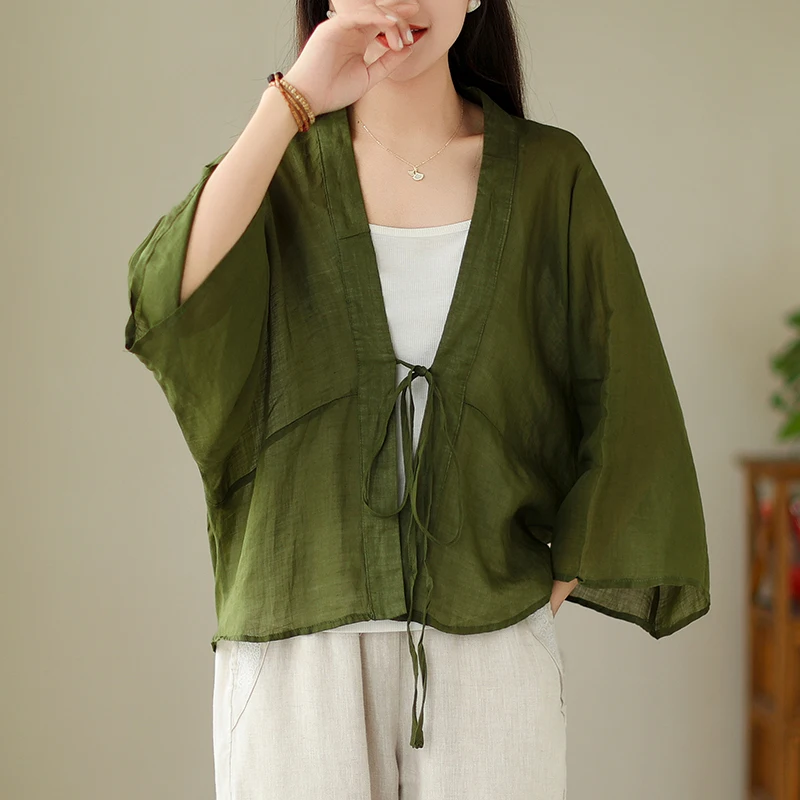 Chinese Sle Vintage Single Color Lightweight Cotton Linen Rope Tied Sun Protection Open Cardigan Women Summer Versatile Mul...
Chinese Sle Vintage Single Color Lightweight Cotton Linen Rope Tied Sun Protection Open Cardigan Women Summer Versatile Mul...