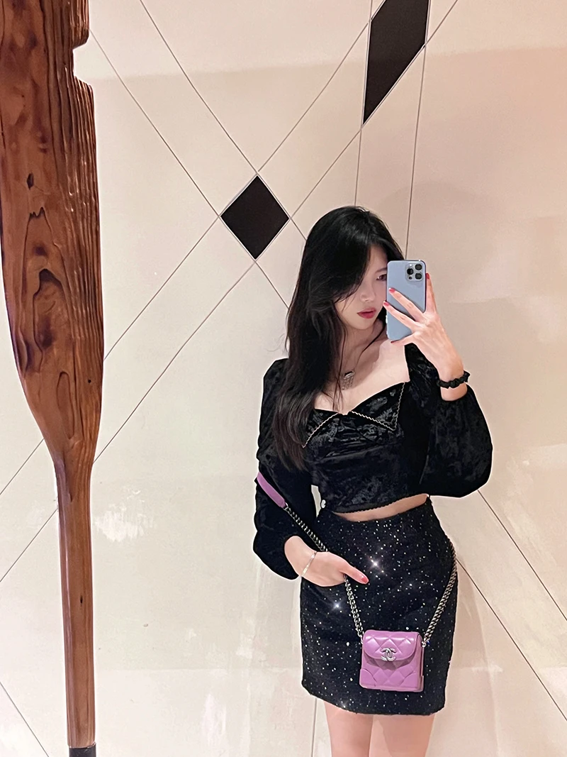 UCM Bla Velvet Lantern Sve ort Top Women's Slimming Spring Autumn French Sle Square Collar Novel Polyester Fiber
UCM Bla Velvet Lantern Sve ort Top Women's Slimming Spring Autumn French Sle Square Collar Novel Polyester Fiber