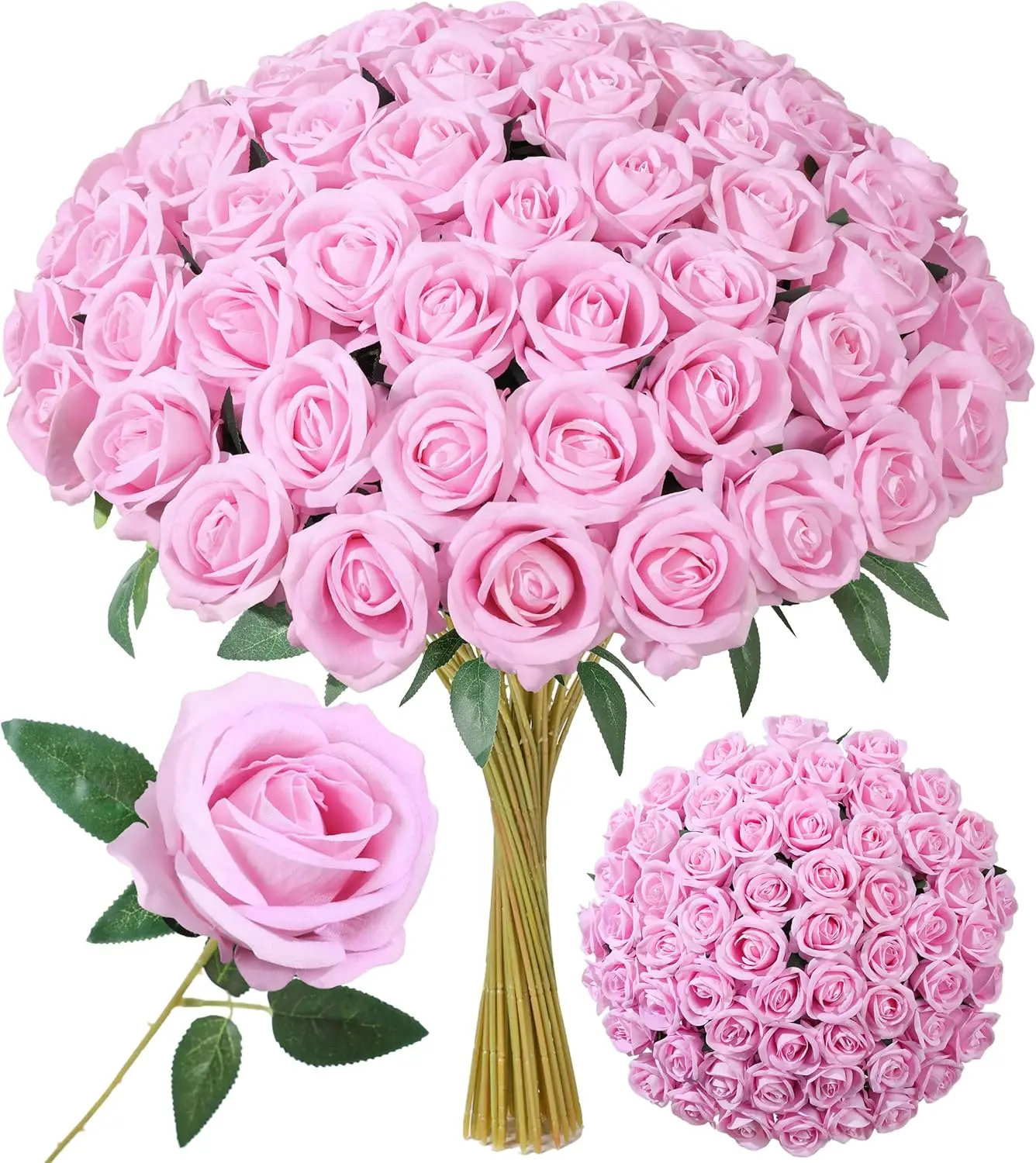 50 PCS Pink Roses Artificial Flowers, Real Looking Fake Roses with Long Stems Silk Flowers for DIY Wedding Bouquet Party
50 PCS Pink Roses Artificial Flowers, Real Looking Fake Roses with Long Stems Silk Flowers for DIY Wedding Bouquet Party