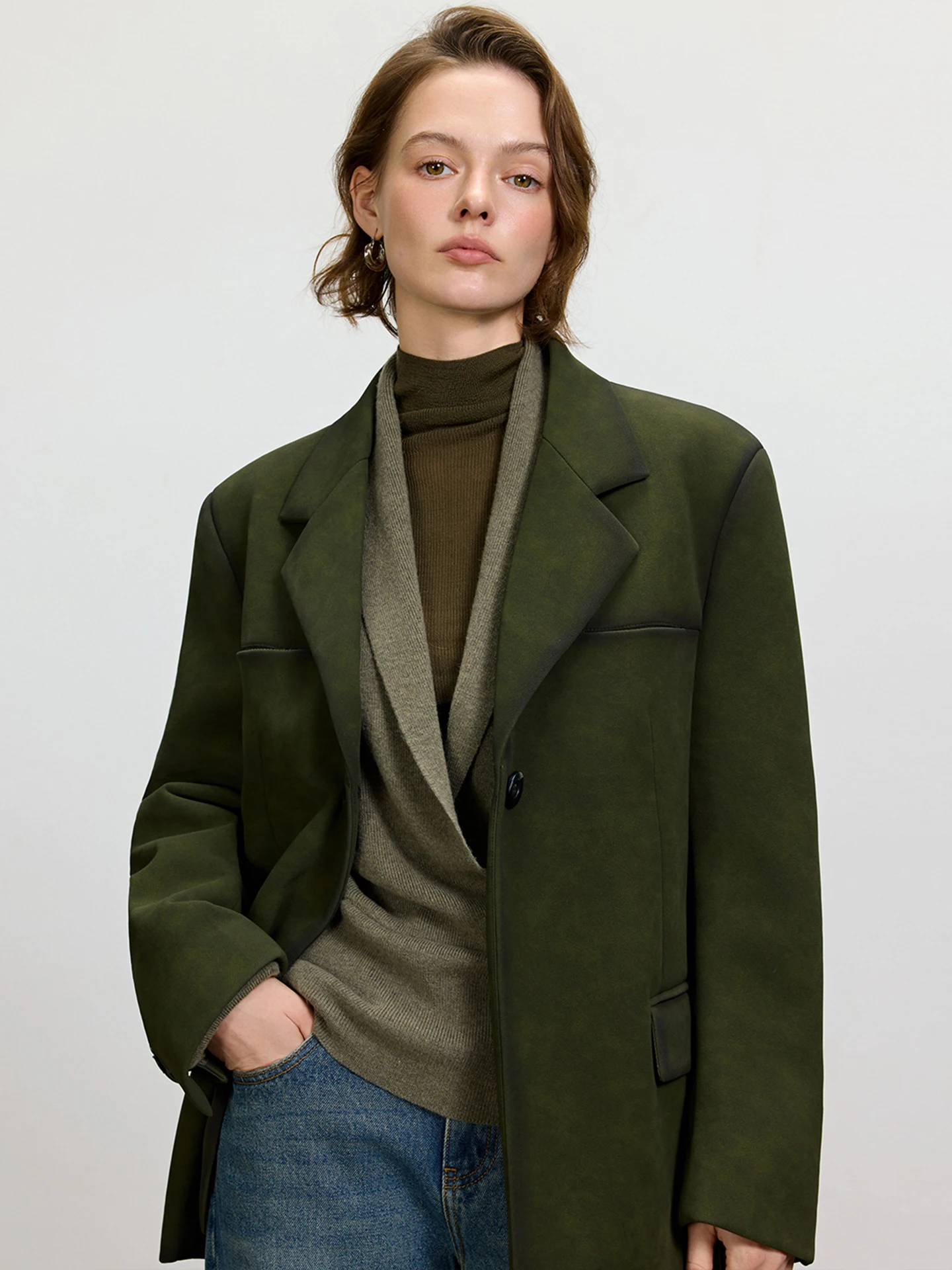 LUR een Waed PU Velvet Surface Women's Suit Jaet Loose Casual Sle Tee Button Sve Cuff Windproof Polyester Fiber
LUR een Waed PU Velvet Surface Women's Suit Jaet Loose Casual Sle Tee Button Sve Cuff Windproof Polyester Fiber