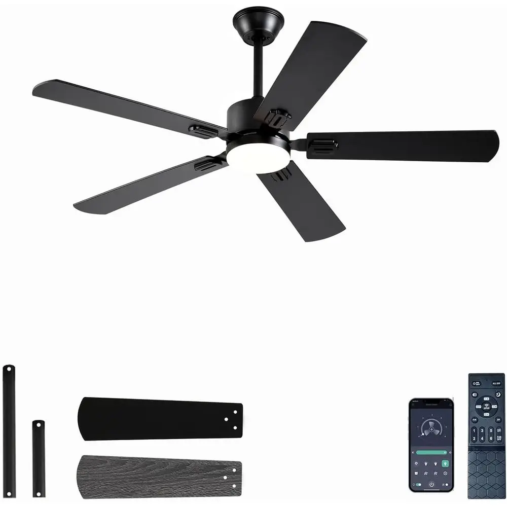 52 LED Ceiling Fan with Remote Control, 6-Speed Reversible, Indoor/Outdoor, Black
52 LED Ceiling Fan with Remote Control, 6-Speed Reversible, Indoor/Outdoor, Black
