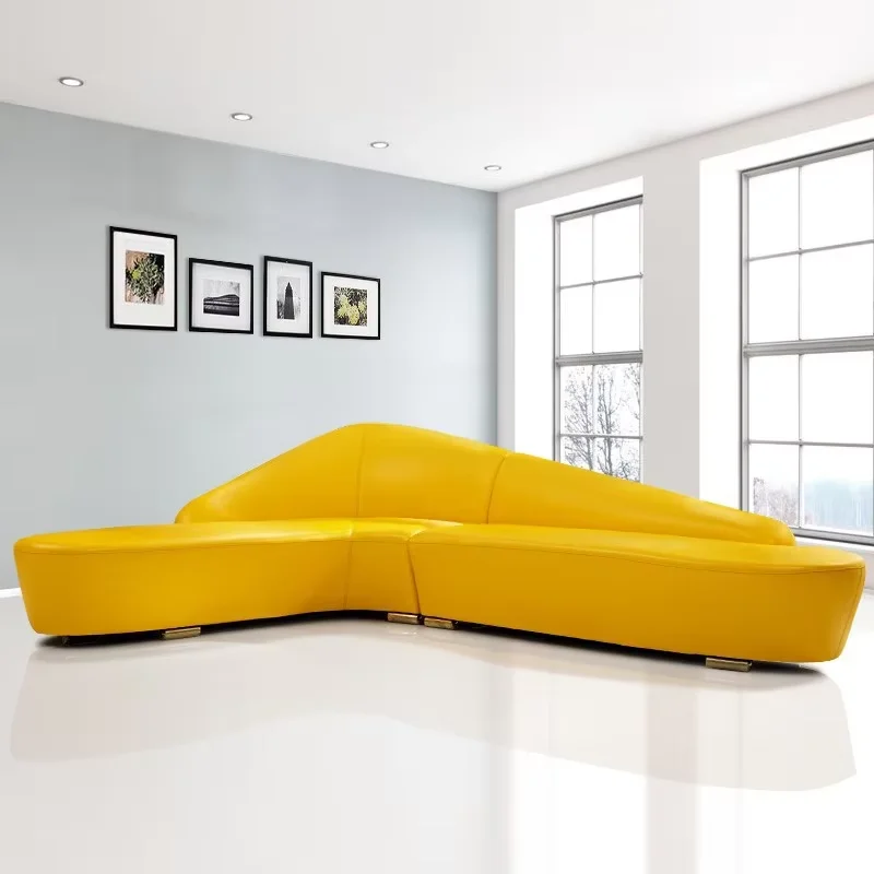 Modern Simple Lamb Wool Salon Sofa Beauty Salon Lounge Area Reception Sofa
