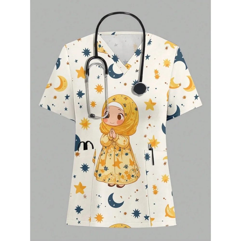 Uniform Nurse Cartoon Print Scrub Top Pet Shop Medical Uniform Women Nurse V-Neck Nursing Accessories Doctor Scrubs Clothes 2025
Uniform Nurse Cartoon Print Scrub Top Pet Shop Medical Uniform Women Nurse V-Neck Nursing Accessories Doctor Scrubs Clothes 2025