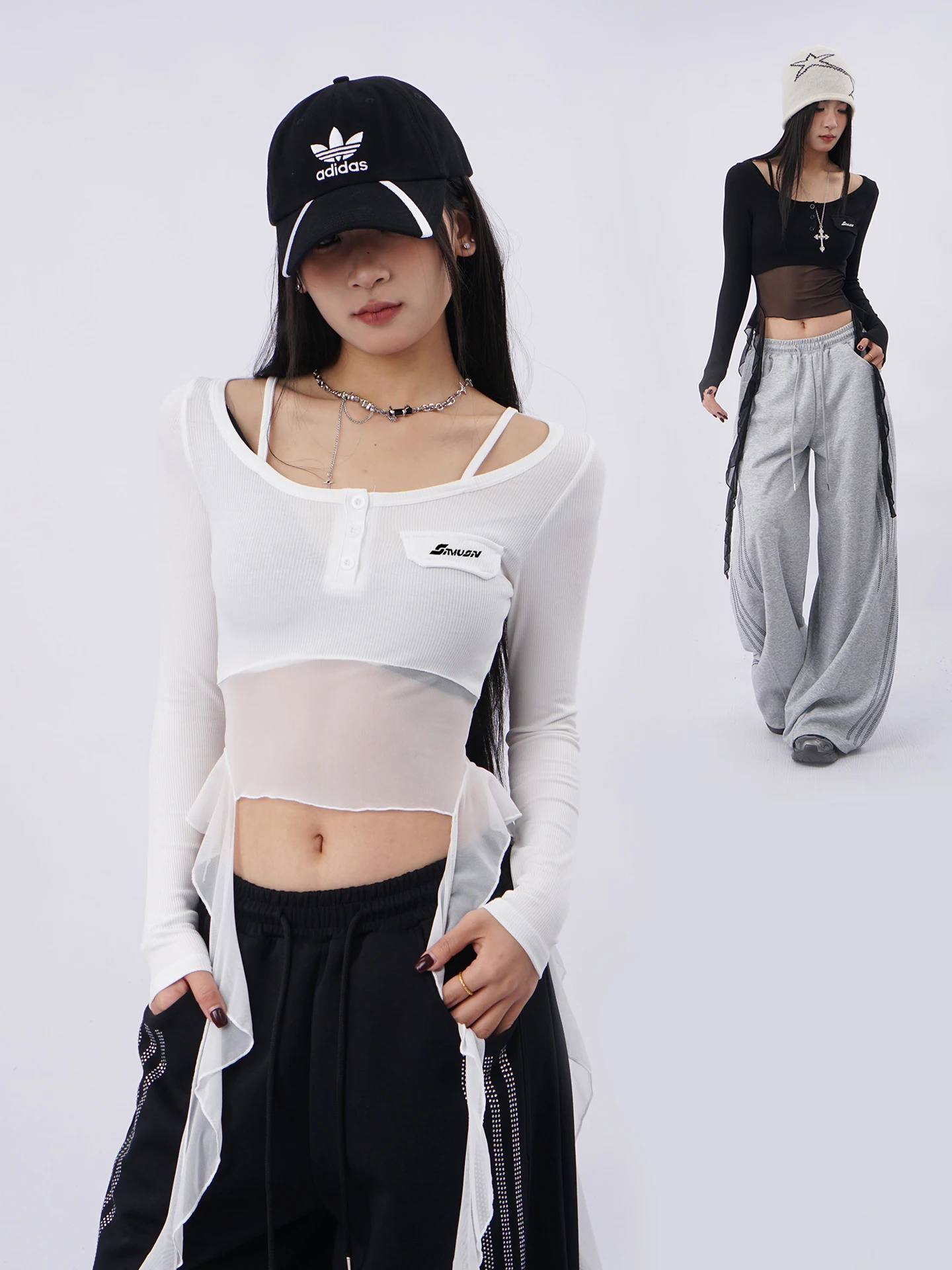 Sexy Street Dance Style Long Sleeve Mesh T-Shirt Women's Tight Fit Jazz Dance Short Length Design Sensual Long Drifting Belt
Sexy Street Dance Style Long Sleeve Mesh T-Shirt Women's Tight Fit Jazz Dance Short Length Design Sensual Long Drifting Belt