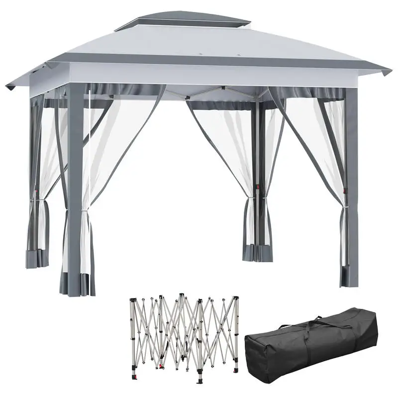 12' x 12' Pop Up Canopy Sun Shade Instant Tent Folding with Mesh Sidewalls, 3-Level Adjustable Height and Storage Bag, Gray
12' x 12' Pop Up Canopy Sun Shade Instant Tent Folding with Mesh Sidewalls, 3-Level Adjustable Height and Storage Bag, Gray