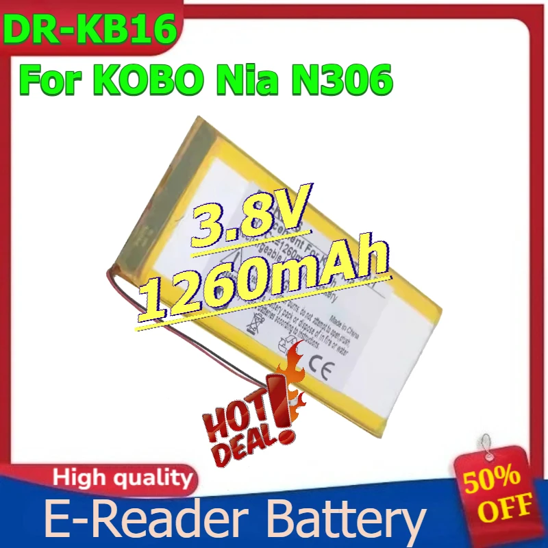 DR-KB16 Digital Battery For KOBO Nia N306 E-Reader Battery 3.8V 1260mAh
DR-KB16 Digital Battery For KOBO Nia N306 E-Reader Battery 3.8V 1260mAh