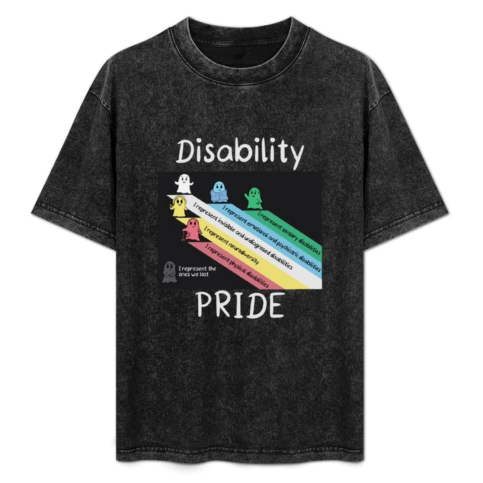 Disability Pride with Ghosts and descriptions T-Shirt Sports Casual Short Sleeve Cotton Tee
Disability Pride with Ghosts and descriptions T-Shirt Sports Casual Short Sleeve Cotton Tee