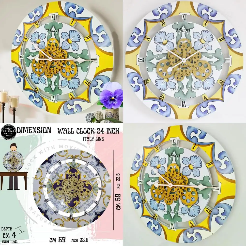 Round 24 Inch Mechanical Gear Wall Clock - Italian Style Collection, Minori Inspired Design
Round 24 Inch Mechanical Gear Wall Clock - Italian Style Collection, Minori Inspired Design