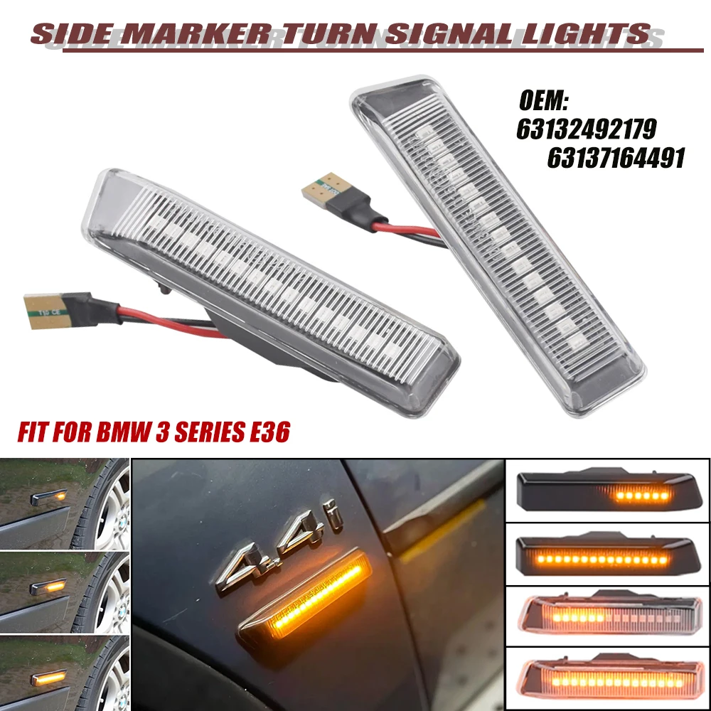 Sequential Flashing LED Turn Signal Side Marker Light Blinker For BMW E36 M3 Facelift 1997-1999 X5 E53 1999-2006
Sequential Flashing LED Turn Signal Side Marker Light Blinker For BMW E36 M3 Facelift 1997-1999 X5 E53 1999-2006