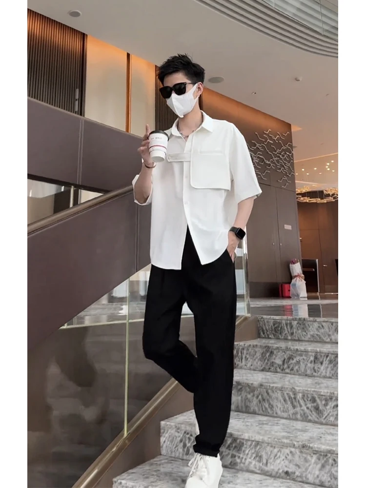 White Short Sleeve Shirt Set Men's Summer Unique Design High-End Feelings Handsome Seven Sleeve Long Shirt Standard Fit Decor...
White Short Sleeve Shirt Set Men's Summer Unique Design High-End Feelings Handsome Seven Sleeve Long Shirt Standard Fit Decor...