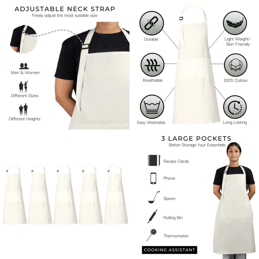 00 Cotton Cooking Apron with 3 Pockets Kitchen Chef BBQ Adjustable Bib Aprons for Women Men
00 Cotton Cooking Apron with 3 Pockets Kitchen Chef BBQ Adjustable Bib Aprons for Women Men