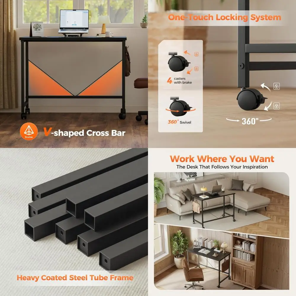 Компактный игровой стол на колесиках, современный стол для домашнего офиса для небольших помещений, идеально подходит для учебы и письма
Компактный игровой стол на колесиках, современный стол для домашнего офиса для небольших помещений, идеально подходит для учебы и письма