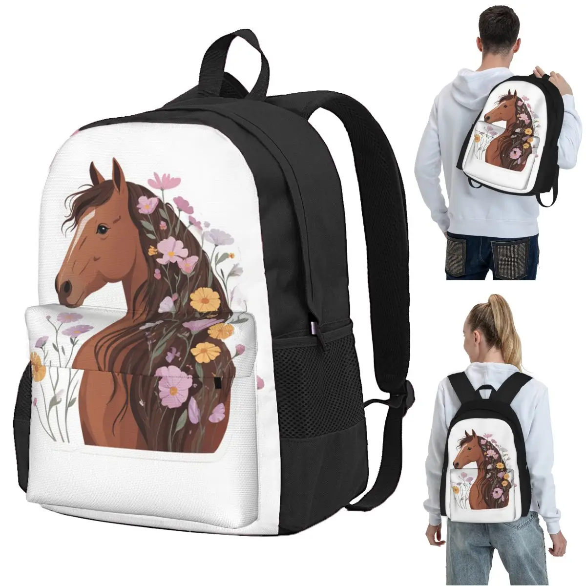 Flowers And Horses Backpack Student BookBag Kids School Bag Laptop Shoulder Bags for Men Women
Flowers And Horses Backpack Student BookBag Kids School Bag Laptop Shoulder Bags for Men Women