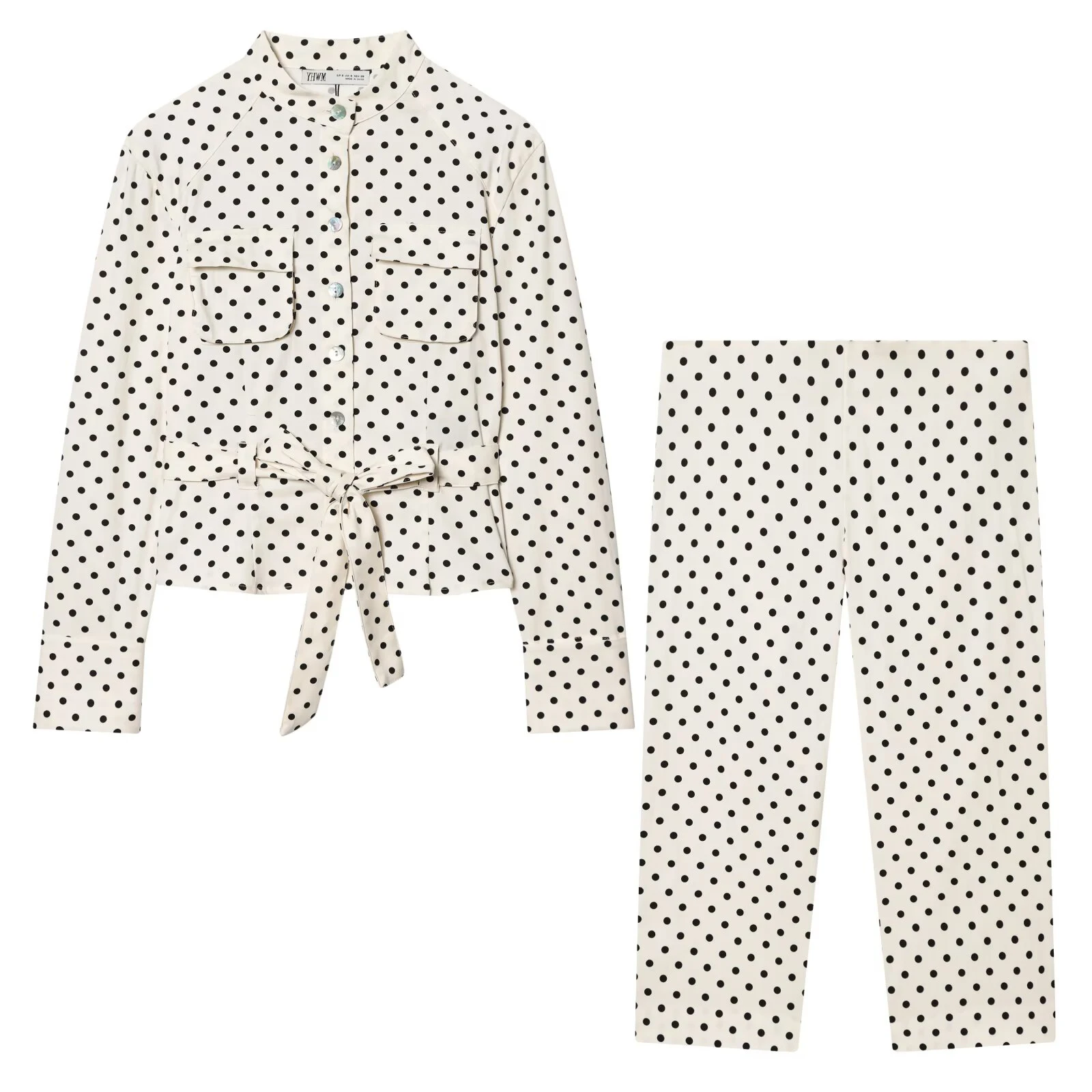 European and American style women's clothing new fashion polka dot shirt style long sleeved jacket long pants set
European and American style women's clothing new fashion polka dot shirt style long sleeved jacket long pants set
