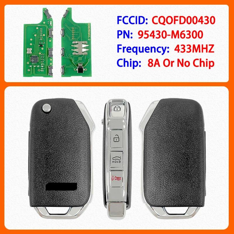CN051123 Aftermarket 3 Buttons Smart Remote Key PN 95430-M6000 FCC CQOFD00430 8A Or No Chip 433MHz For Kia Forte 2019-2022
CN051123 Aftermarket 3 Buttons Smart Remote Key PN 95430-M6000 FCC CQOFD00430 8A Or No Chip 433MHz For Kia Forte 2019-2022