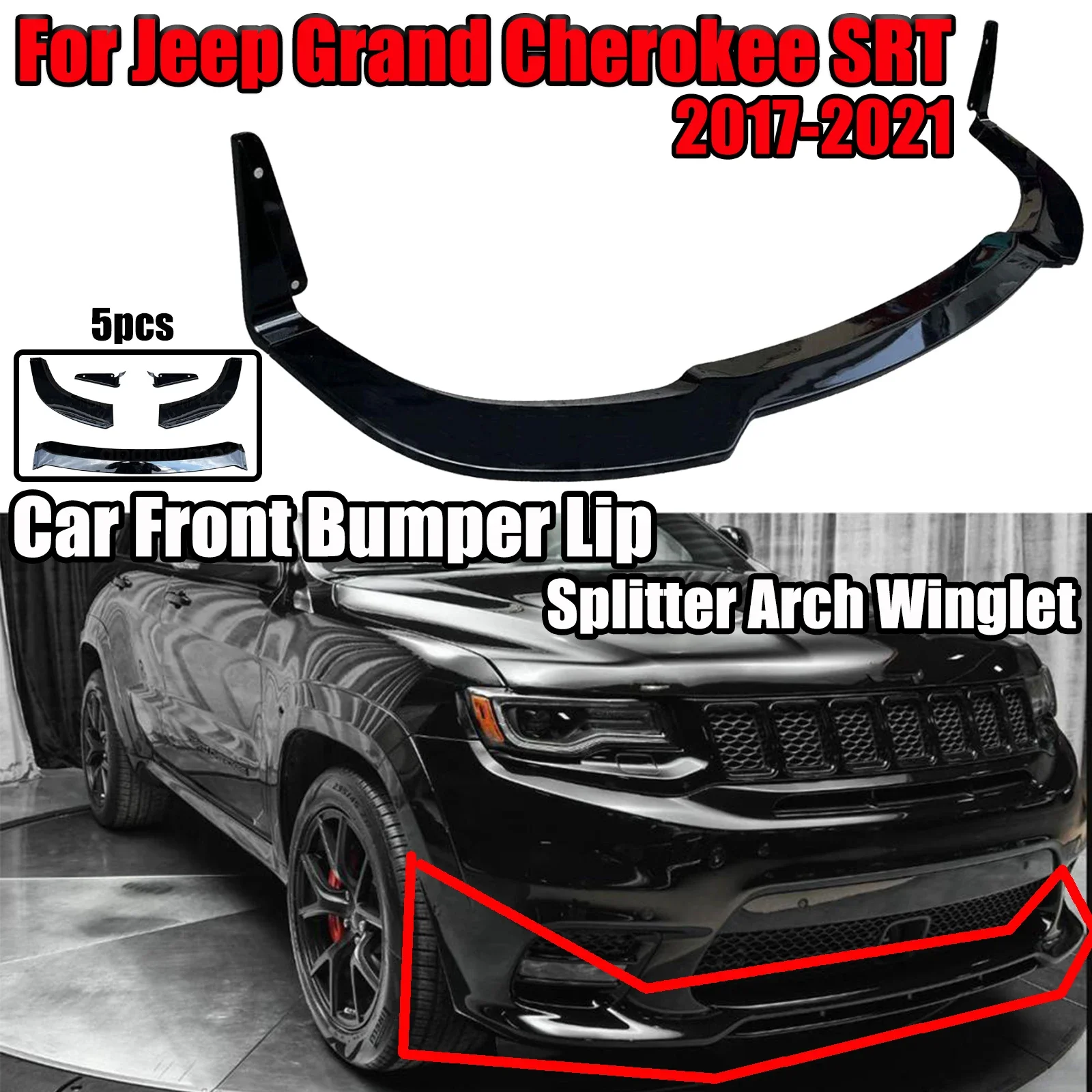 5 шт., сплиттер для переднего бампера автомобиля Jeep Grand Cherokee SRT 2017-2021
5 шт., сплиттер для переднего бампера автомобиля Jeep Grand Cherokee SRT 2017-2021