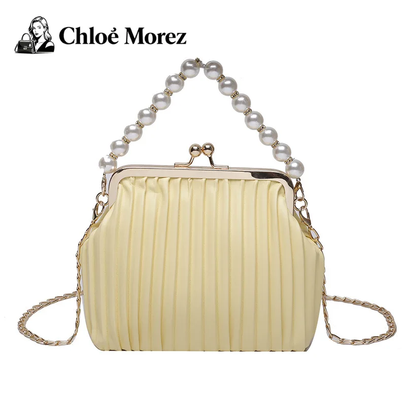 Pearl Handbag Women Pleated Personality, Ins Western-style Single Shoulder Crossbody Shell Bag 
Pearl Handbag Women Pleated Personality, Ins Western-style Single Shoulder Crossbody Shell Bag