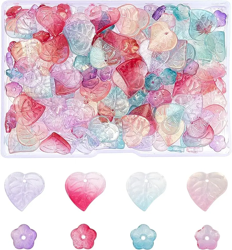 200Pcs Flowers & Leaf Beads Transparent Glass Beads with Glitter Gold Powder Plastic Loose Beads for Jewelry Making
200Pcs Flowers & Leaf Beads Transparent Glass Beads with Glitter Gold Powder Plastic Loose Beads for Jewelry Making