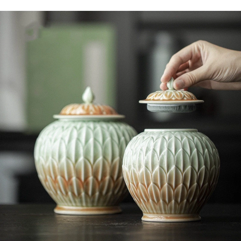 Celadon Relief General Can керамические конфеты кухонные конфеты для хранения кофе чай китайское украшение дома аксессуары для церемонии
Celadon Relief General Can керамические конфеты кухонные конфеты для хранения кофе чай китайское украшение дома аксессуары для церемонии