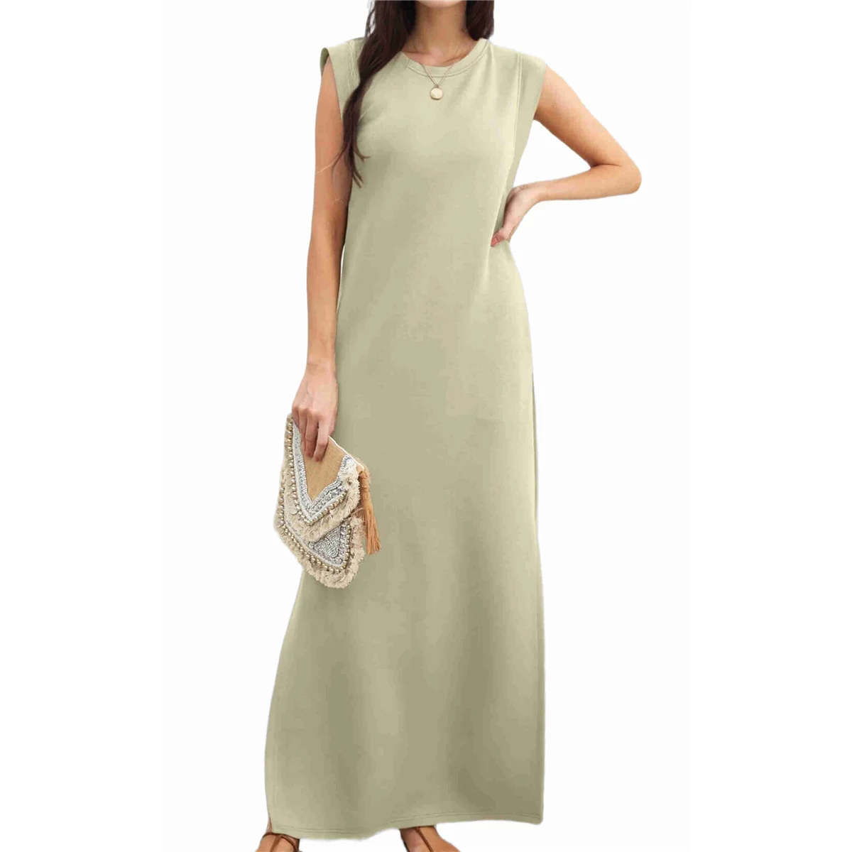 2025 Women Summer Round Neck Casual Loose Split Wrinkle-Free Long Maxi Vacation Dress with Pockets Khaki L
2025 Women Summer Round Neck Casual Loose Split Wrinkle-Free Long Maxi Vacation Dress with Pockets Khaki L