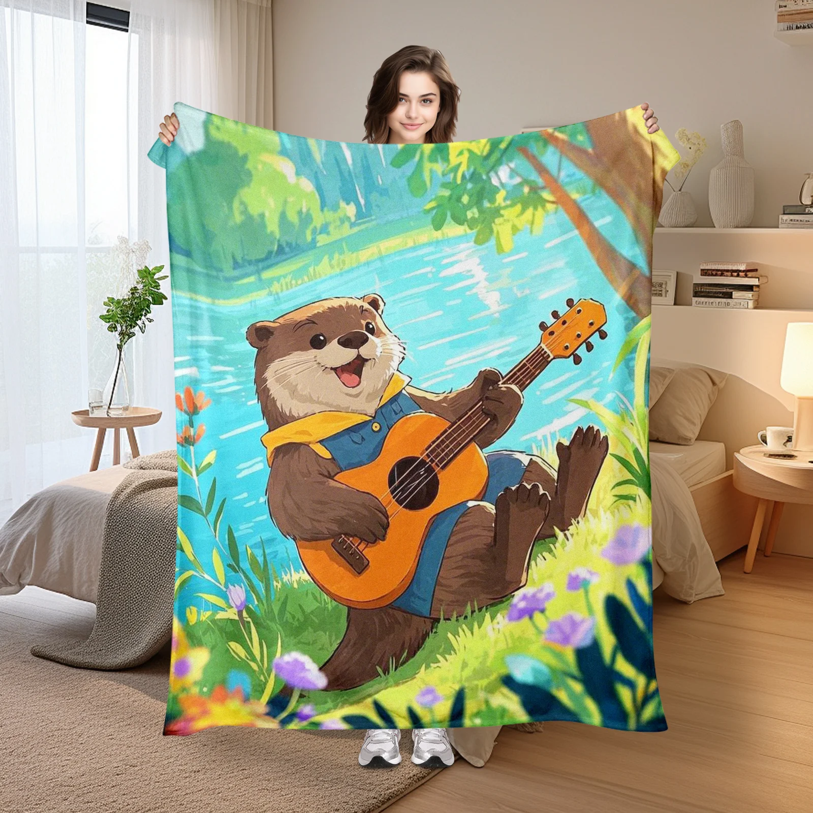 Otter Stream Blanket With Floral Guitar And Tree Design For A Harmonious And Nature Inspired Home Decor Element
Otter Stream Blanket With Floral Guitar And Tree Design For A Harmonious And Nature Inspired Home Decor Element