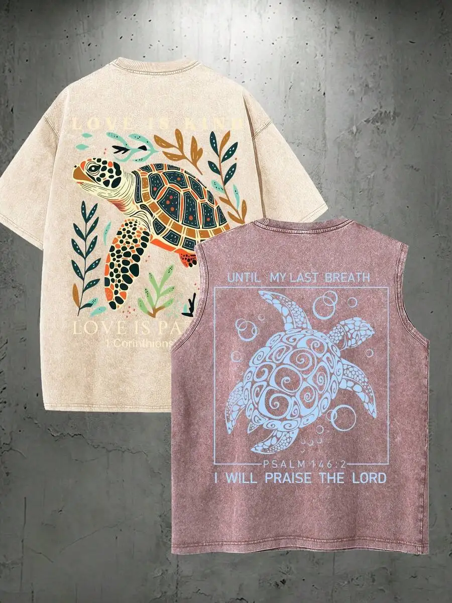 2-Piece Turtle Graphic Tank Top And T-Shirt Set, 100% Cotton, Casual Streetwear
2-Piece Turtle Graphic Tank Top And T-Shirt Set, 100% Cotton, Casual Streetwear