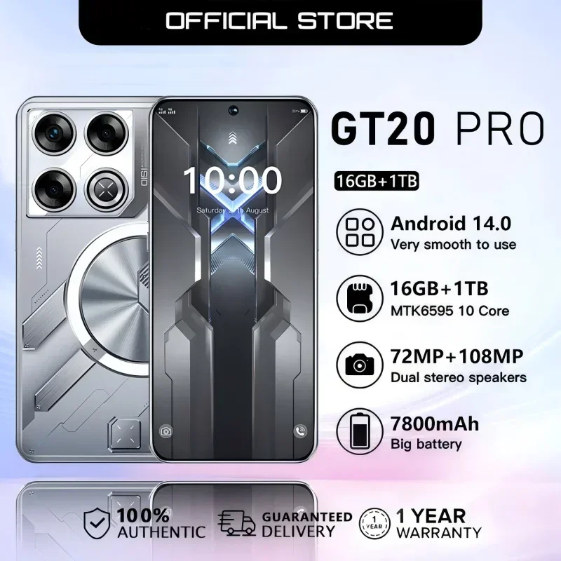Global version original GT20 Pro smartphone 7.3 inch HD screen Snapdragon8 Gen3 Android14 72+108MP 4G/5G mobile phone NFC
Global version original GT20 Pro smartphone 7.3 inch HD screen Snapdragon8 Gen3 Android14 72+108MP 4G/5G mobile phone NFC
