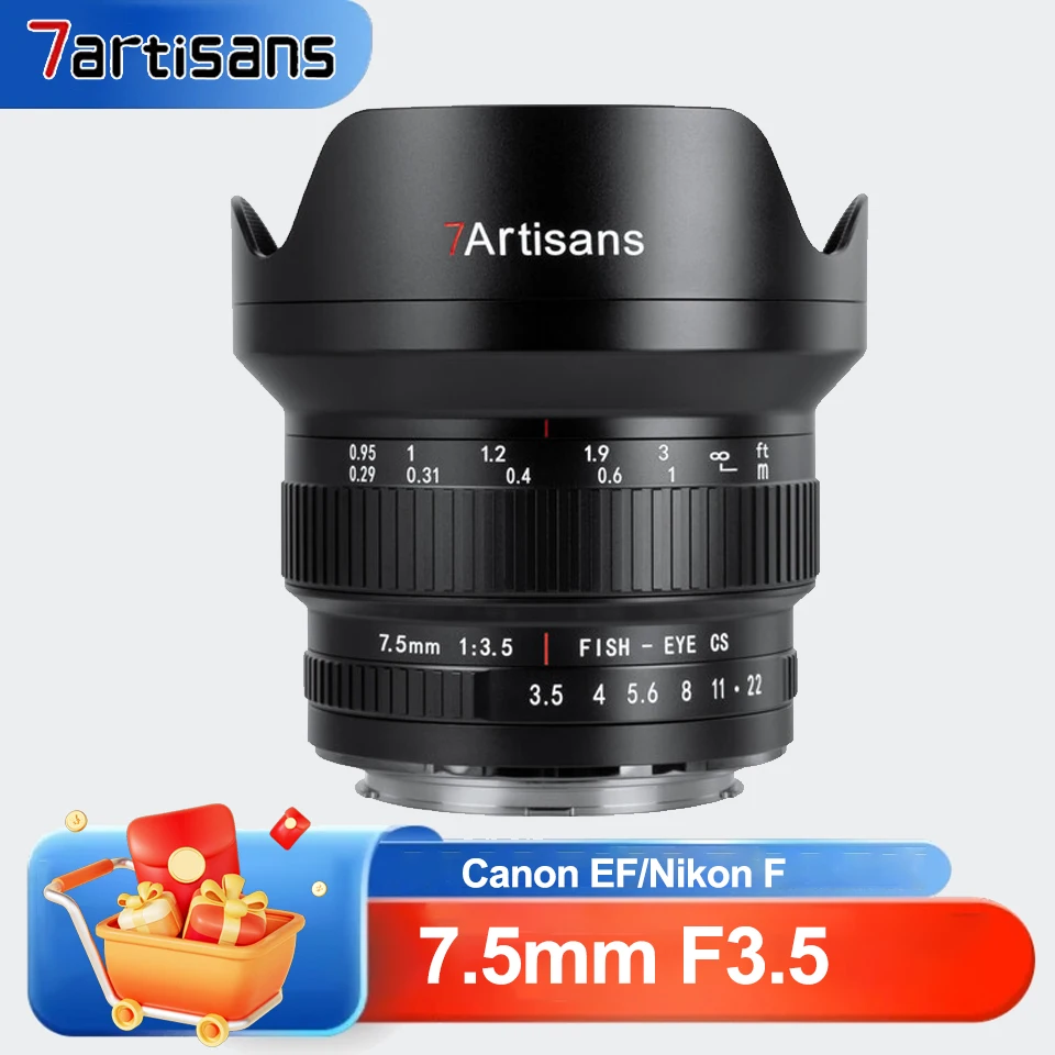 7Artisans Fisheye Lens 7.5mm F3.5 APS-C Wide Angle Manual Focus Prime DSLR Lens for Canon EF Nikon F mount
7Artisans Fisheye Lens 7.5mm F3.5 APS-C Wide Angle Manual Focus Prime DSLR Lens for Canon EF Nikon F mount