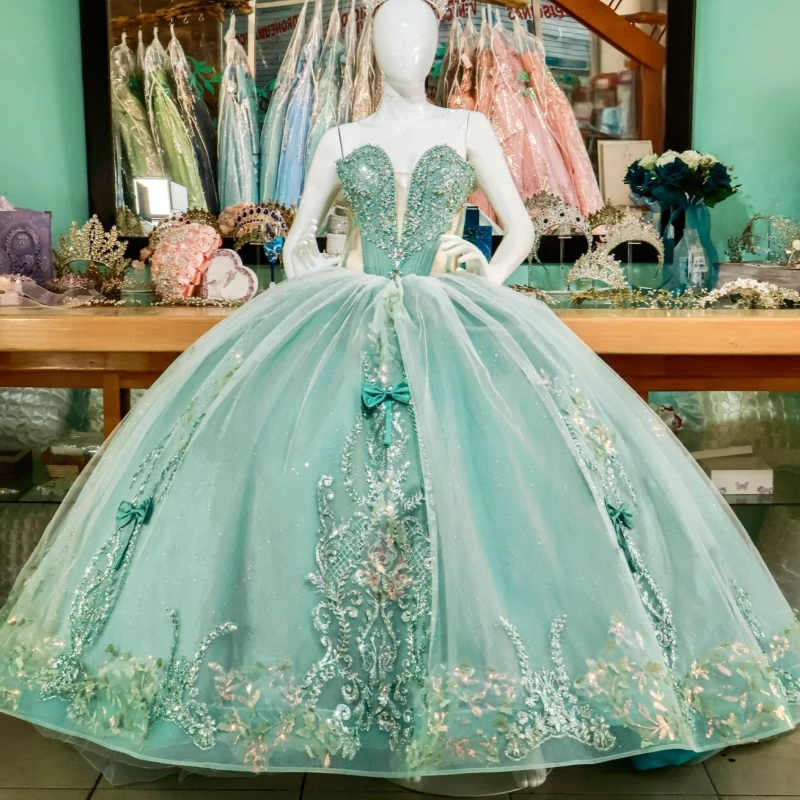 Mint Green Shiny Princess Sweet 16 Dress Dress Quinceanera Dresses Applique Lace Beading Bow Corset Tull Party Birthday Vestido
Mint Green Shiny Princess Sweet 16 Dress Dress Quinceanera Dresses Applique Lace Beading Bow Corset Tull Party Birthday Vestido