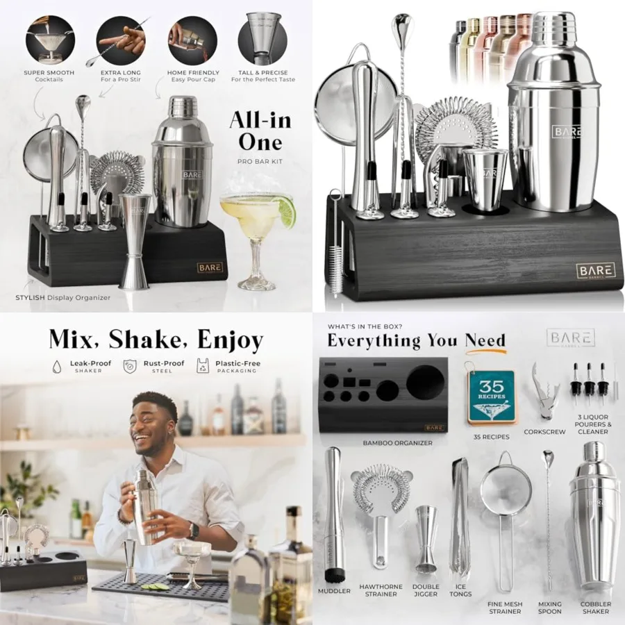 Mixology Bartender Kit Bar Set 14-Piece Cocktail Shaker Set Martini Barware Mixing Tools for Home Bartending Incl. 35 Recipe Ca
Mixology Bartender Kit Bar Set 14-Piece Cocktail Shaker Set Martini Barware Mixing Tools for Home Bartending Incl. 35 Recipe Ca