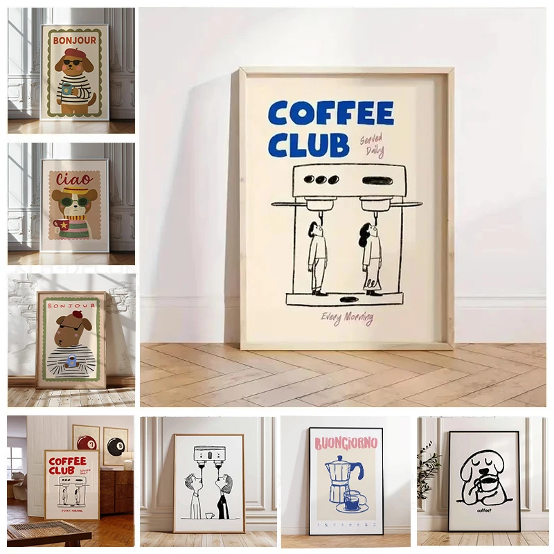 Retro Bonjour Dog Coffee Canvas Print Funny Dog Coffee Club Kitchen Wall Art Poster for Modern Living Room Bedroom Home Decor
Retro Bonjour Dog Coffee Canvas Print Funny Dog Coffee Club Kitchen Wall Art Poster for Modern Living Room Bedroom Home Decor