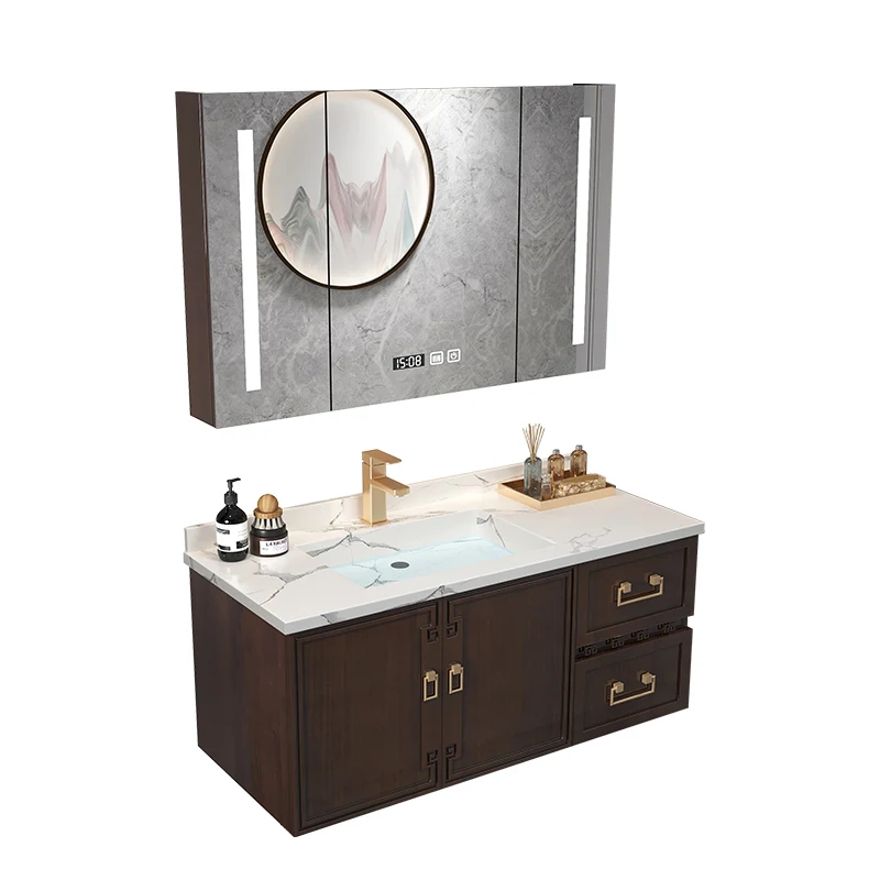 New Chinese oak rock slab bathroom cabinet Solid wood bathroom wash basin Household bathroom cabinet
New Chinese oak rock slab bathroom cabinet Solid wood bathroom wash basin Household bathroom cabinet