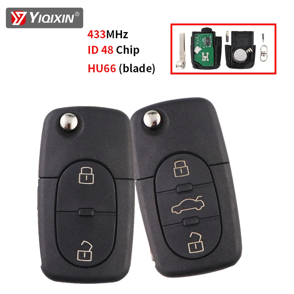 YIQIXIN 433 МГц ID48 чип автомобильный дистанционный ключ для Audi A3 A4 A6 A8 TT RS4 Quattro 1994-2004 2/3 кнопки флип HU66 лезвие 4D0837231A/K/N
YIQIXIN 433 МГц ID48 чип автомобильный дистанционный ключ для Audi A3 A4 A6 A8 TT RS4 Quattro 1994-2004 2/3 кнопки флип HU66 лезвие 4D0837231A/K/N