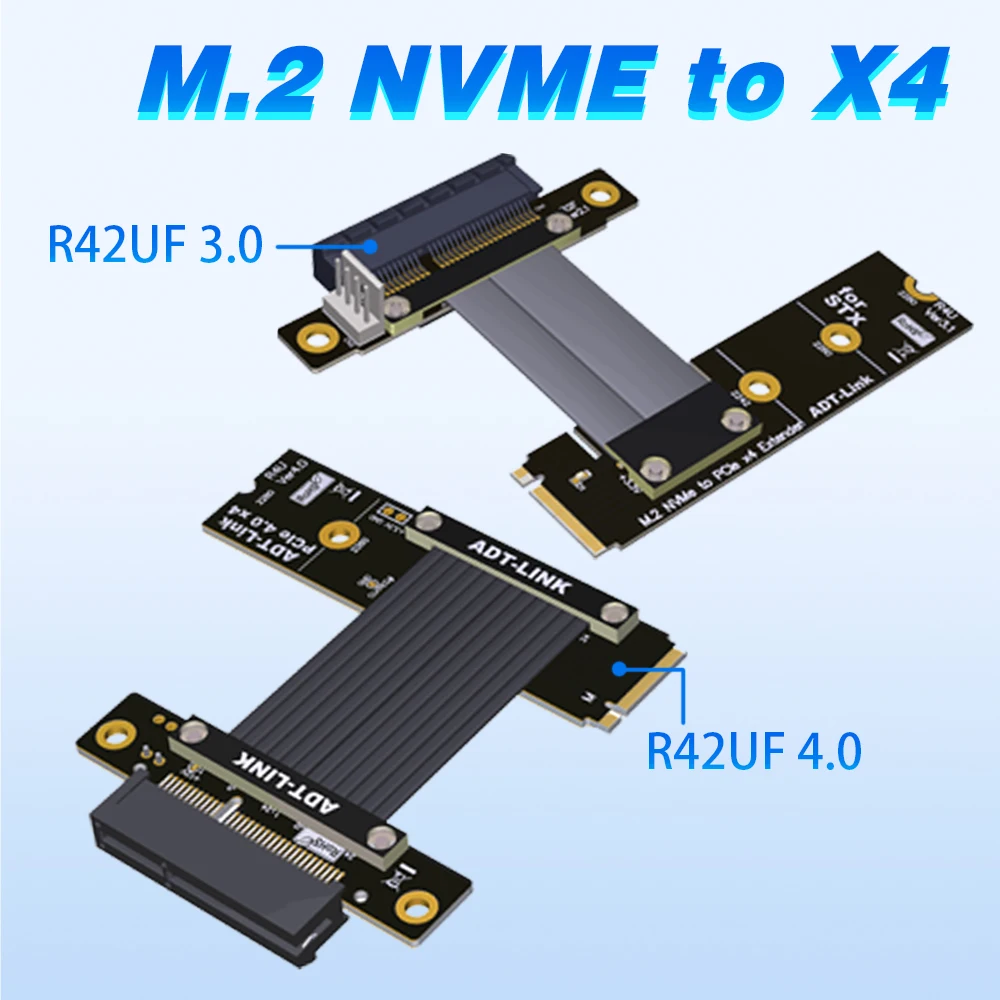 Кабель расширения ADT-Link R42UF PCIe X4 4,0/3,0, PCI Express 4x на M.2 NVMe Key 2280
Кабель расширения ADT-Link R42UF PCIe X4 4,0/3,0, PCI Express 4x на M.2 NVMe Key 2280