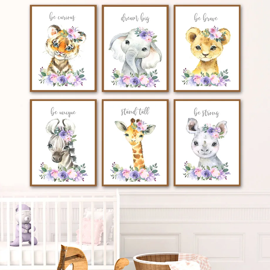 Lavender Pink Floral Animal Poster Elephant Lion Giraffe Nursery Wall Art Print Canvas Painting Baby Kids Room Home Decoration
Lavender Pink Floral Animal Poster Elephant Lion Giraffe Nursery Wall Art Print Canvas Painting Baby Kids Room Home Decoration