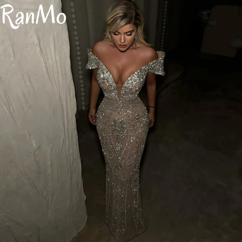 Ranmo 2025 Long Sheath Beaded Wedding Party Prom Dresses Off Shoulder Sexy Evening Gown Saudi Customized فساتين سهرة
Ranmo 2025 Long Sheath Beaded Wedding Party Prom Dresses Off Shoulder Sexy Evening Gown Saudi Customized فساتين سهرة