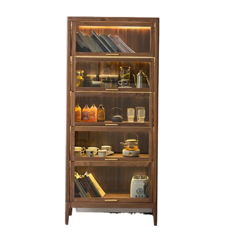 ~Black Walnut Solid Wood Bookcase Multifunctional Floor Shelf Display Cabinet Locker with Light Simple and Modern
~Black Walnut Solid Wood Bookcase Multifunctional Floor Shelf Display Cabinet Locker with Light Simple and Modern