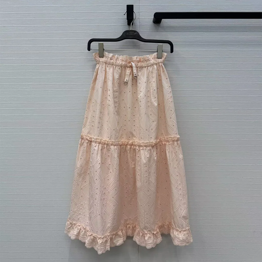 Retro Court Style Hollow Out Embroidery Cotton Long Ball Gown Skirts Womens Sweet Drawstring Lace Up Belt Summer Long Skirt
Retro Court Style Hollow Out Embroidery Cotton Long Ball Gown Skirts Womens Sweet Drawstring Lace Up Belt Summer Long Skirt