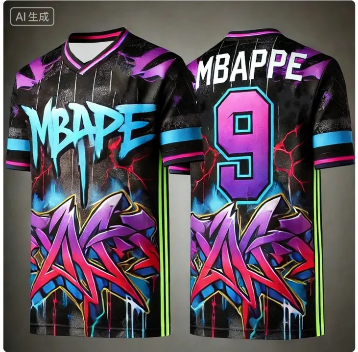 2026 Summer New Mbappe No. 9 Graffiti Robe: A Collision of Men's and Women's Fashion T-shirts, Street Art, and Football Passion
2026 Summer New Mbappe No. 9 Graffiti Robe: A Collision of Men's and Women's Fashion T-shirts, Street Art, and Football Passion
