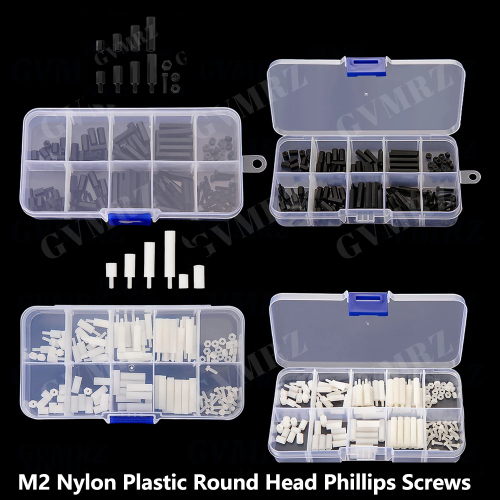 120pcs M2 Nylon Plastic Round Head Phillips Screws Nuts Isolator Black/White Round Head
120pcs M2 Nylon Plastic Round Head Phillips Screws Nuts Isolator Black/White Round Head