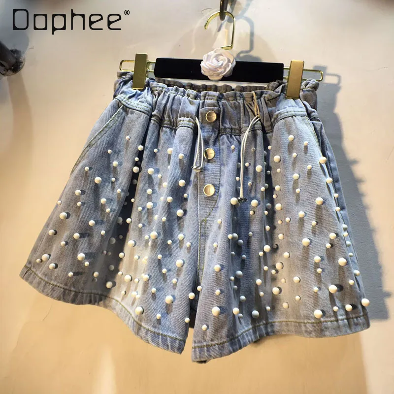 European Station 2025 Summer New Heavy Industry Rivets Pearl Drawstring High Waist Thin Wide Leg Denim Shorts Women's Pants
European Station 2025 Summer New Heavy Industry Rivets Pearl Drawstring High Waist Thin Wide Leg Denim Shorts Women's Pants