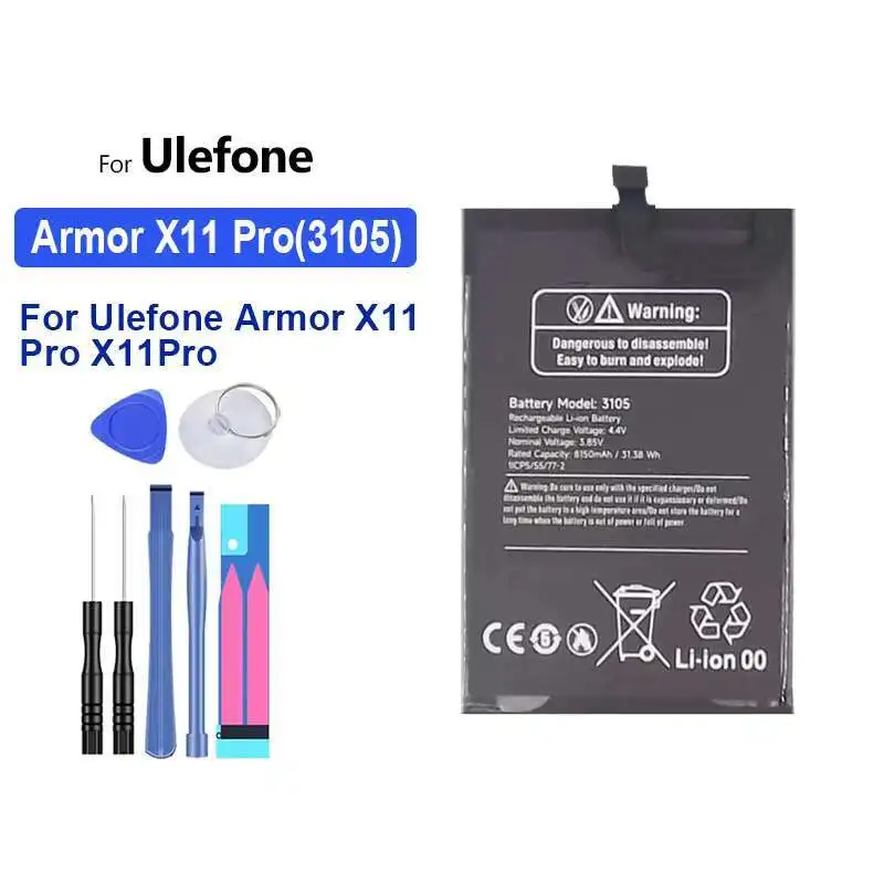 Прочный сменный аккумулятор премиум-класса для мобильного телефона Ulefone Armor X11 Pro X11pro 3105 8150 мАч
Прочный сменный аккумулятор премиум-класса для мобильного телефона Ulefone Armor X11 Pro X11pro 3105 8150 мАч