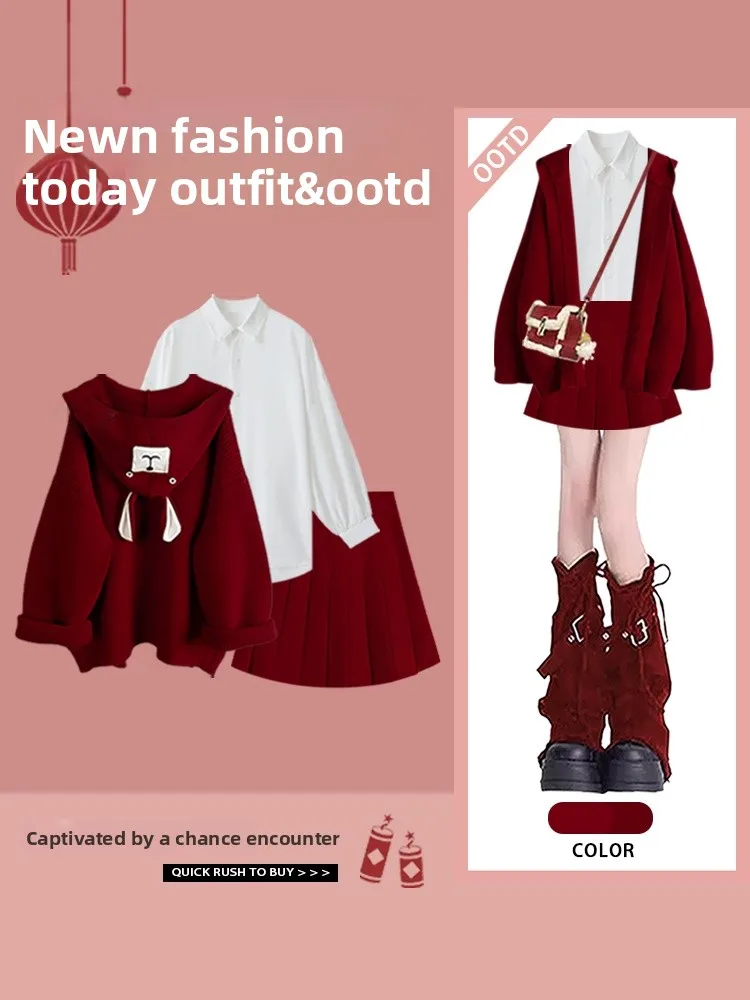 New Year Knitted Sweater Autumn Winter Short Skirt Atmosphere Feeling Clothes Polyester Fiber Long Sleeve Button Closure
New Year Knitted Sweater Autumn Winter Short Skirt Atmosphere Feeling Clothes Polyester Fiber Long Sleeve Button Closure