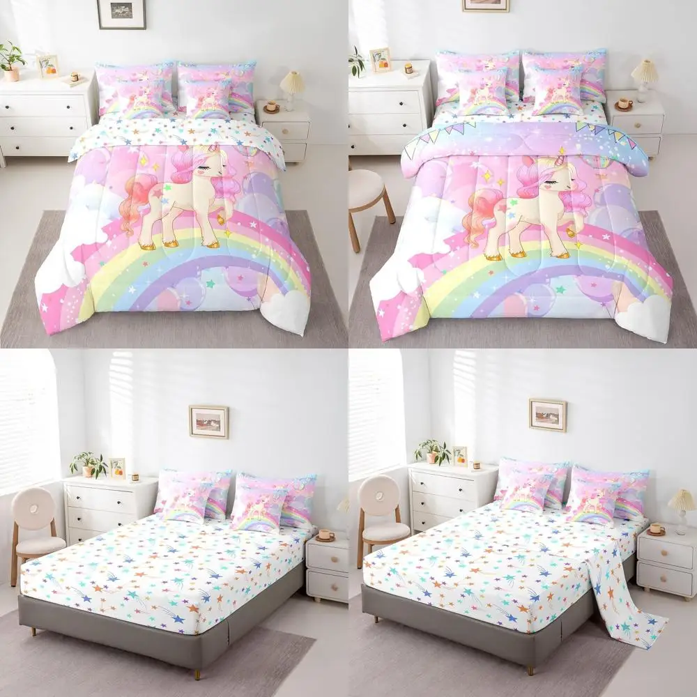 Двойной комплект постельного белья Rainbow Unicorn для детей, подростков и взрослых с розовыми звездами Kawaii, комплект одеял из 7 предметов для всех морей
Двойной комплект постельного белья Rainbow Unicorn для детей, подростков и взрослых с розовыми звездами Kawaii, комплект одеял из 7 предметов для всех морей