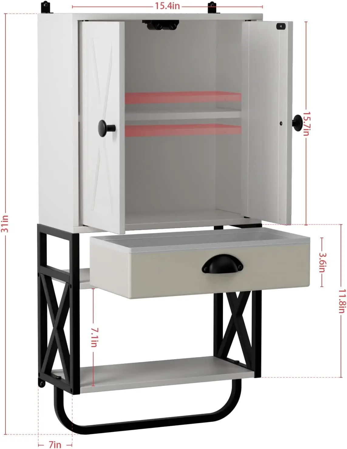 Bathroom Medicine Wall Cabinet, 3-Tier Wooden Storage Cabinet With 2 Door And Adjustable Shelf For Kitchen Living Room With
Bathroom Medicine Wall Cabinet, 3-Tier Wooden Storage Cabinet With 2 Door And Adjustable Shelf For Kitchen Living Room With