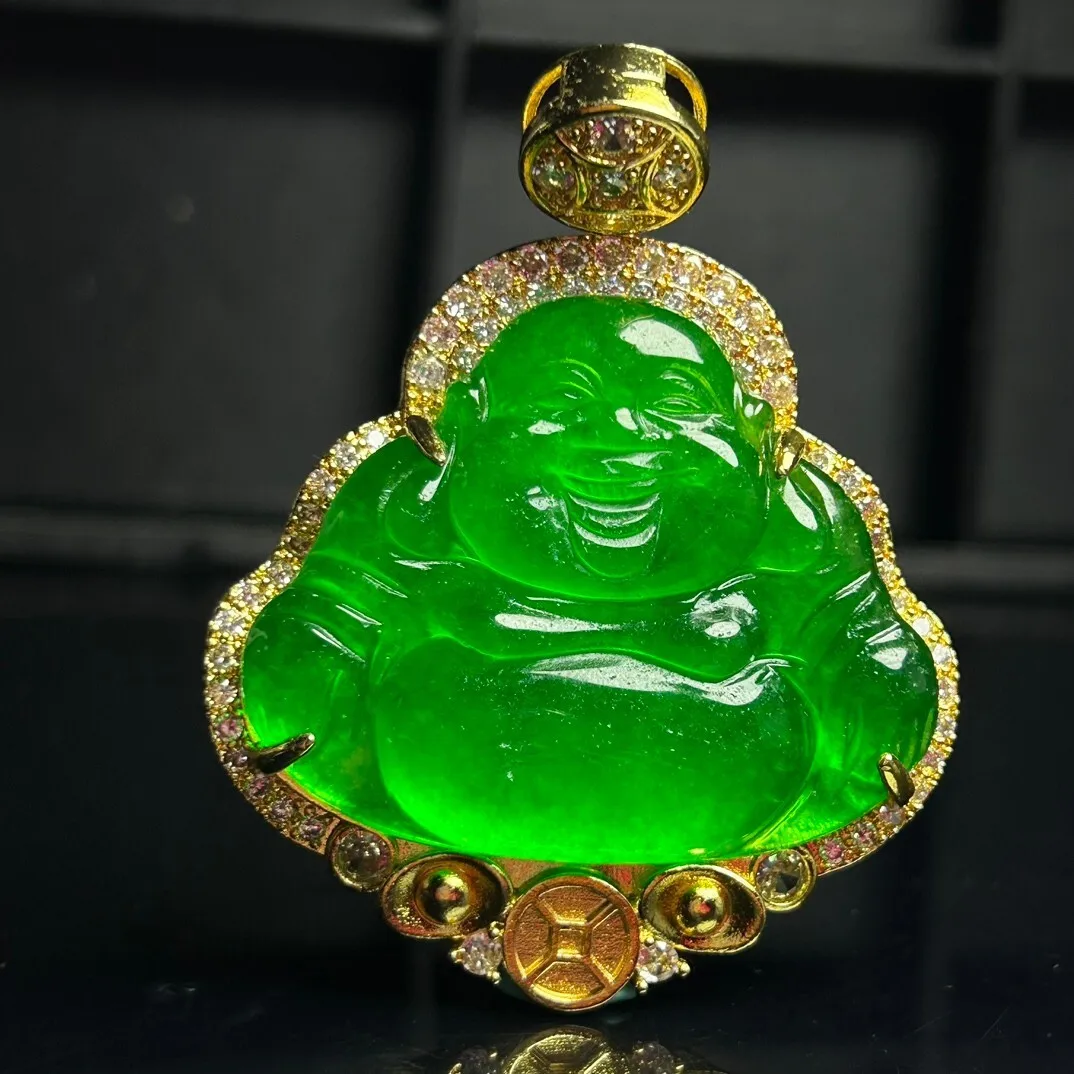 Certified Natural High Ice Green Jade Jadeite inlay Buddha Pendant & Necklaces
Certified Natural High Ice Green Jade Jadeite inlay Buddha Pendant & Necklaces