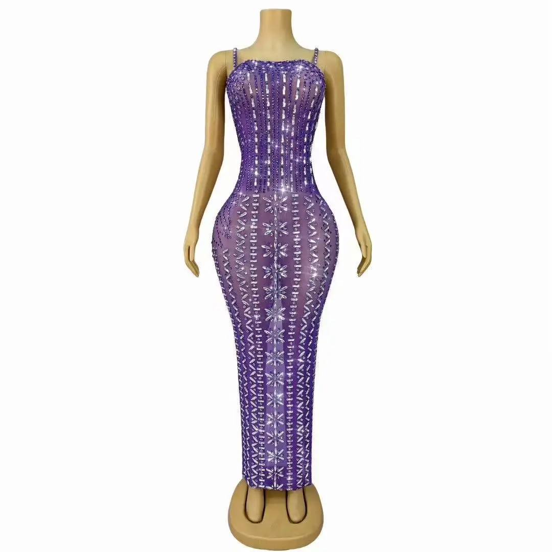 Sparkly Rhinestones Slip Long Dress for Women Sexy Mesh See Through Evening Celebrate Wedding Birthday Dress Photo Shoot Wear
Sparkly Rhinestones Slip Long Dress for Women Sexy Mesh See Through Evening Celebrate Wedding Birthday Dress Photo Shoot Wear