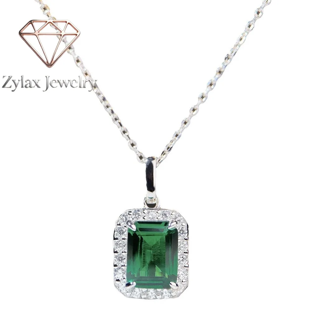 Zylax Jewelry Luxury 18K white gold solid platinum PT950 Emerald Diamond Pendant Necklace Women's Princess Full Diamond Clavicle
Zylax Jewelry Luxury 18K white gold solid platinum PT950 Emerald Diamond Pendant Necklace Women's Princess Full Diamond Clavicle