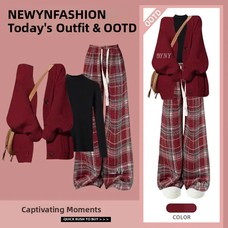 Red Sweater Base Shirt Casual Pants Three Piece Set New Year's Fashion Women's Wear Winter Outfit Complete Ensemble
Red Sweater Base Shirt Casual Pants Three Piece Set New Year's Fashion Women's Wear Winter Outfit Complete Ensemble